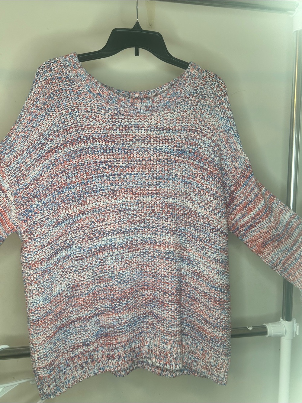 GAP Marled Crewneck Sweater in Red, Blue & White